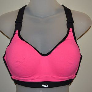 Victoria's Secret Sport 34B pink with black trim padded sports bra EUC